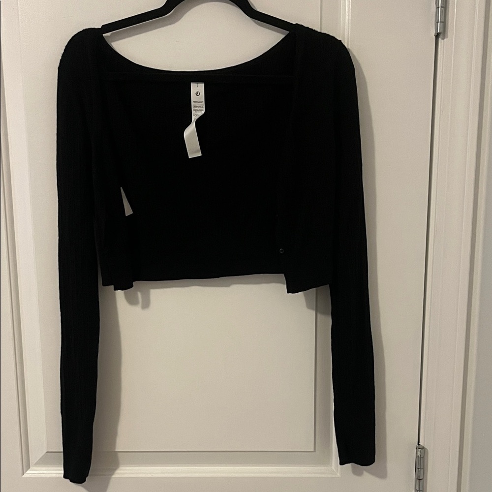 Lululemon Black Cropped Rib-Knit Long Sleeve Top